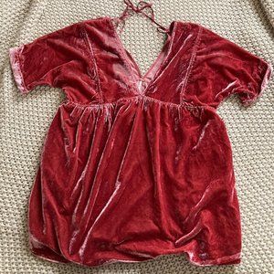 Free People Pink Velour Mini Dress S